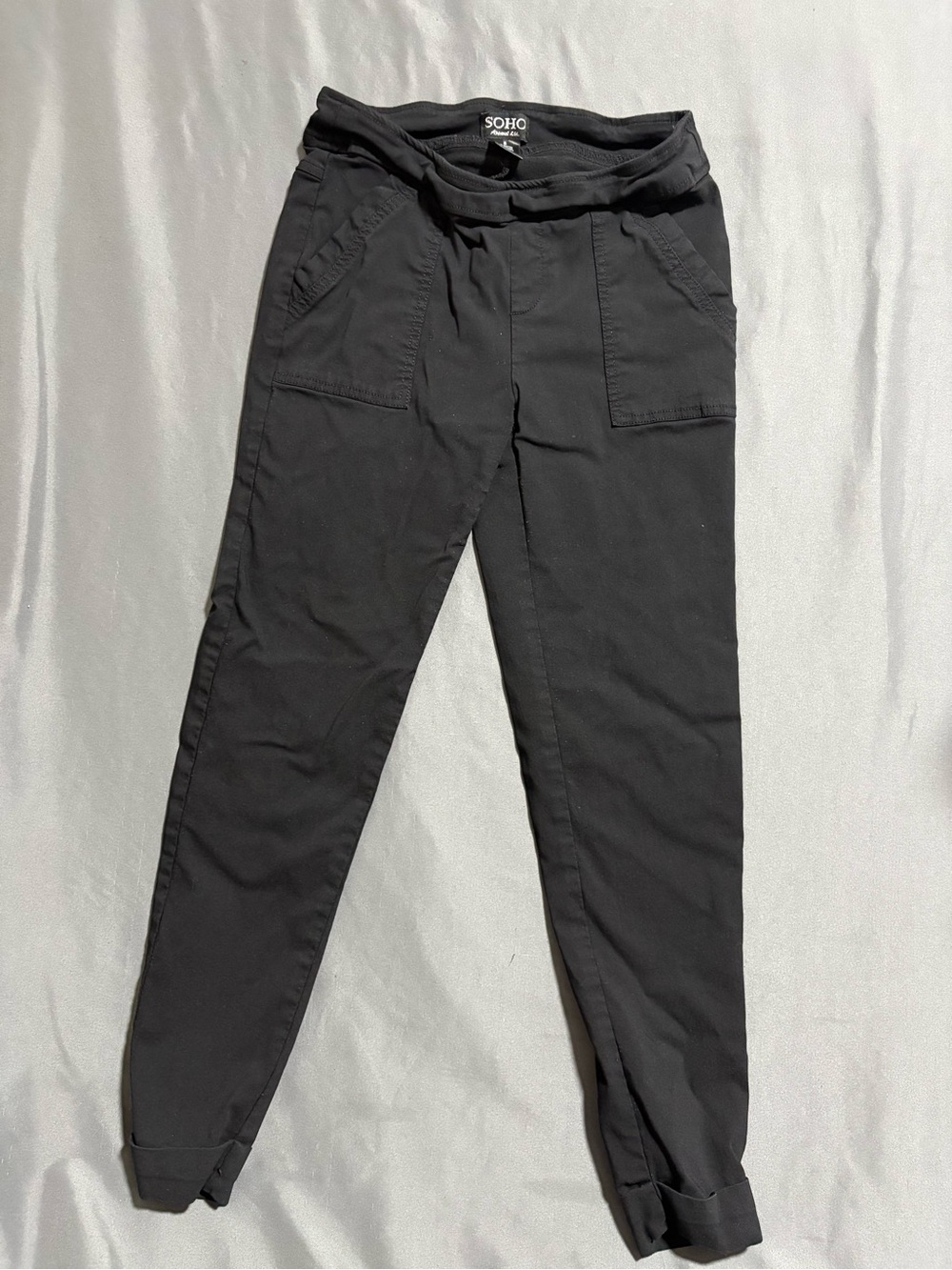 Soho Apparel Black Women's Jogger Pants with Patch Pockets